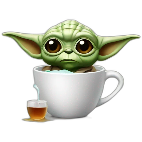 Yoda drink thé water with eye patch emoji