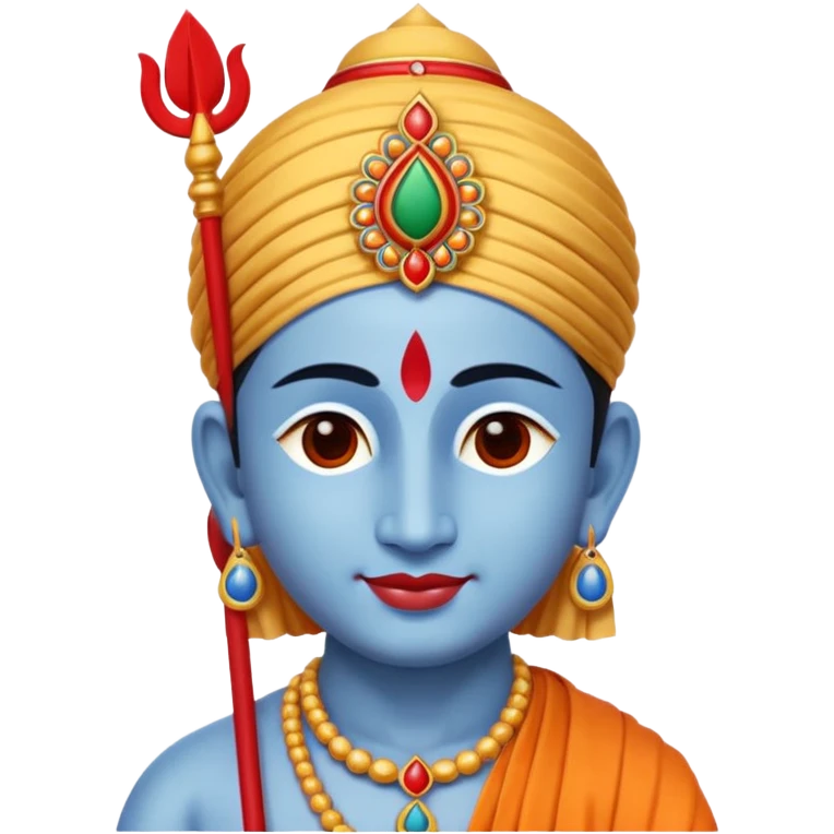 Lord Krishna tilak mark, simple emoji style, bright colors, minimal face details, focus on tilak emoji