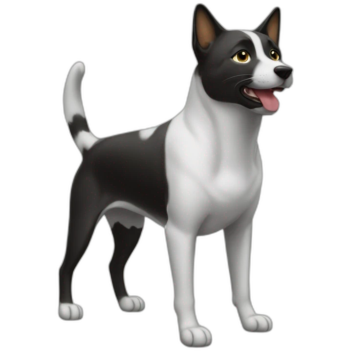 Un chat sur un chien emoji