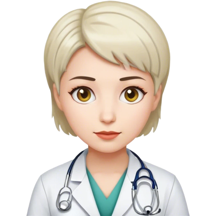 female doctor with short hair and white skin emoji