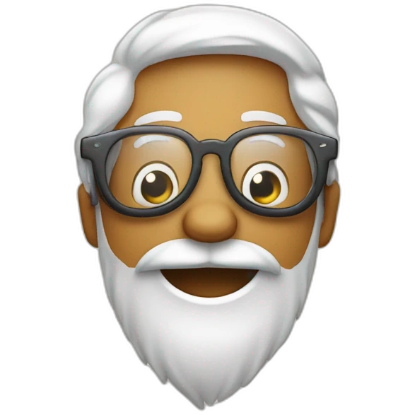 Pelo y barba blanca con gafas sonriendo emoji