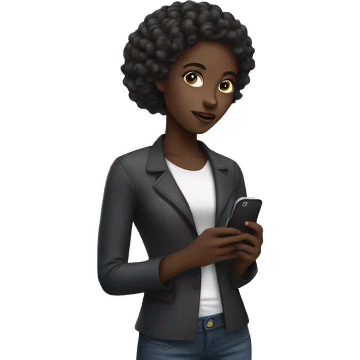 Pretty darkskin girl with a phone in her hand  emoji
