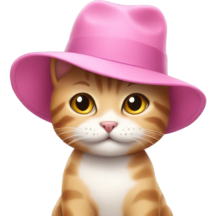 cute cat wearing a pink hat emoji