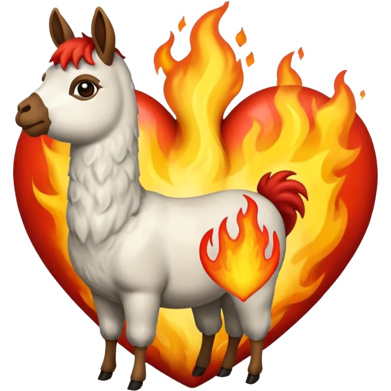 Corazón realista con llamas de fuego emoji