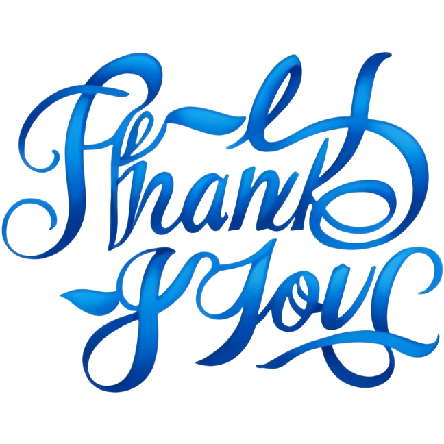 Creative Calligraphy  Blue thank you  emoji