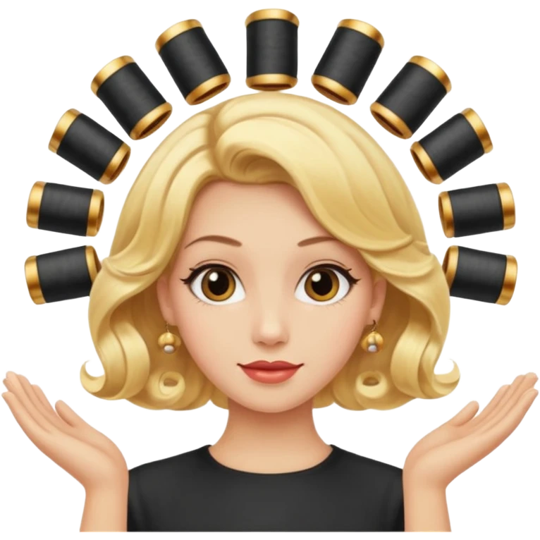 hair with golden hair rollers emoji