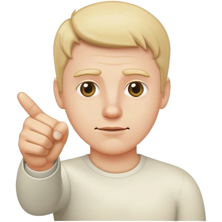 The white man points his finger down emoji