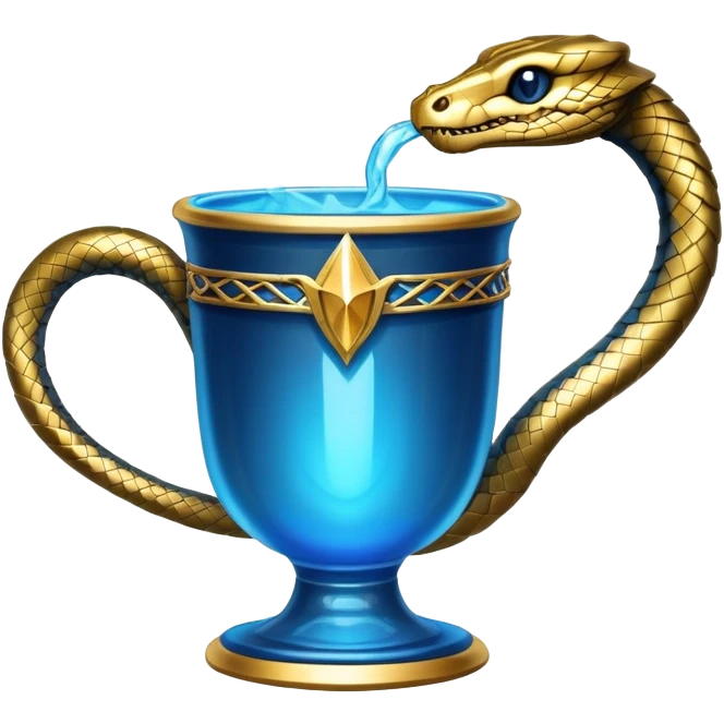 Triwizard Cup from Harry Potter with detailed snake-shaped handles, glowing blue emoji
