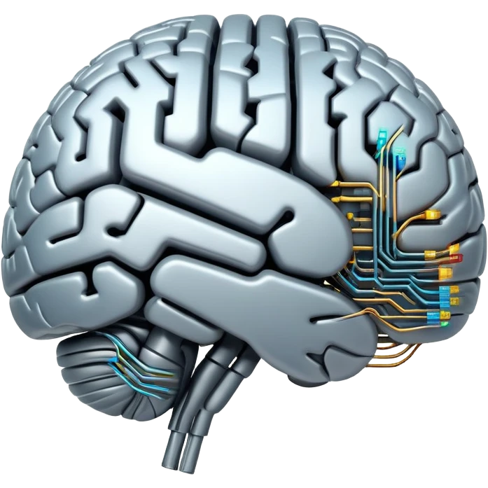 brain with digital circuits representing artificial intelligence emoji