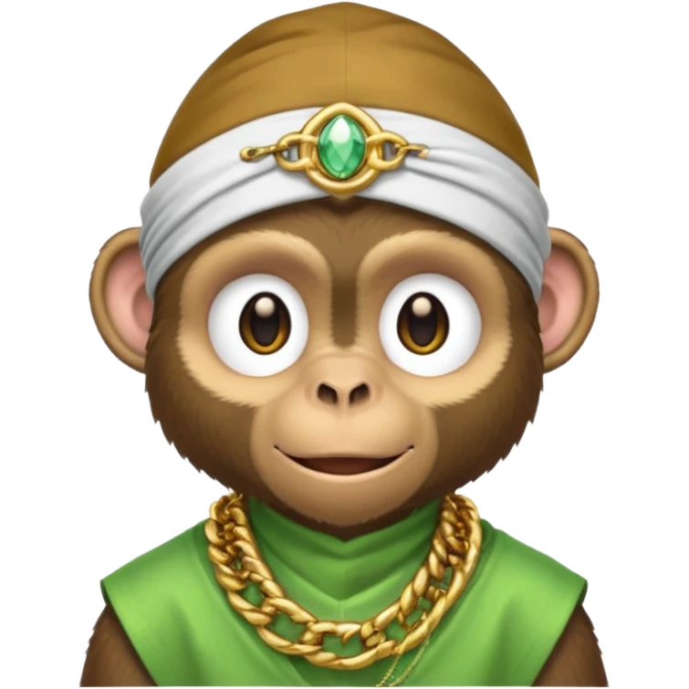 Dark monkey with a dew rag and gold chain and grill emoji