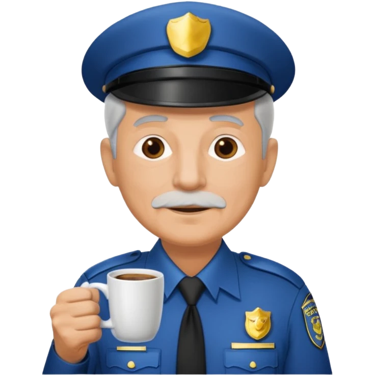 police officer elderly with coffee emoji