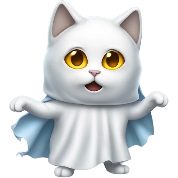 cat wearing a ghost costume emoji