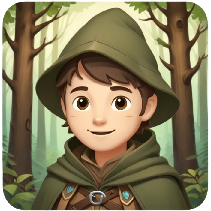 Clash of Clans aesthetic Playful Ranger Portrait Emoji, Head tilted with a friendly, mischievous smile and bright, curious eyes, featuring a compact, nimble build outfitted in rugged, earthy gear and a stylish cloak, his natural skin tone adding authenticity, Simplified yet irresistibly charming features, highly detailed, glowing with a warm, inviting forest glow, high shine, spirited and lively, stylized with an air of whimsical woodland adventure, soft glowing outline, capturing the essence of a playful ranger exuding friendly natural charm! emoji
