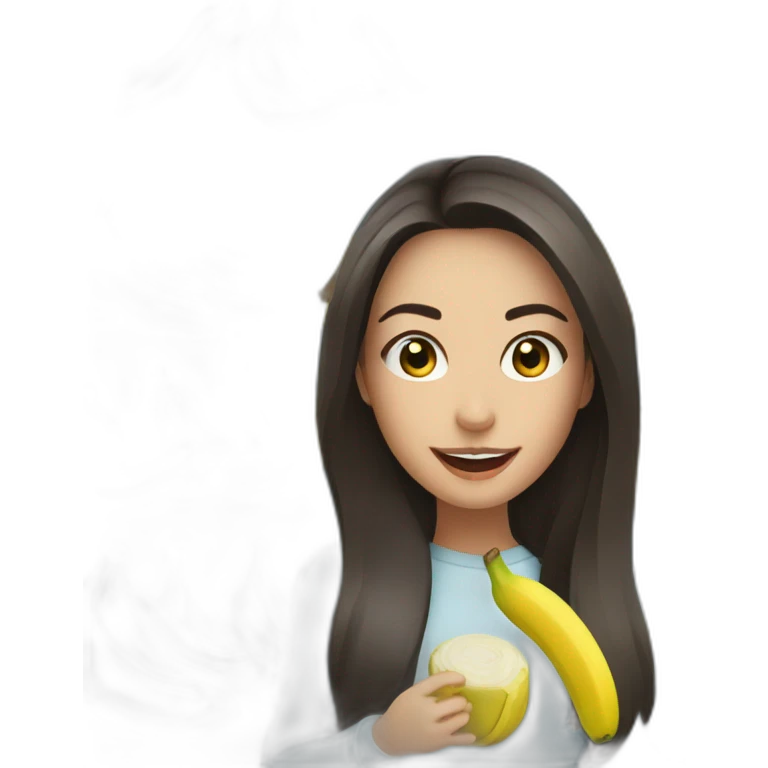 Emily Willis en train de manger une banane emoji