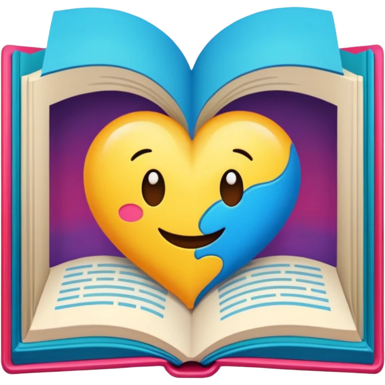 A book with a comic emoji