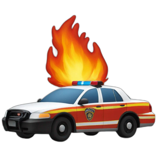 on fire police car emoji