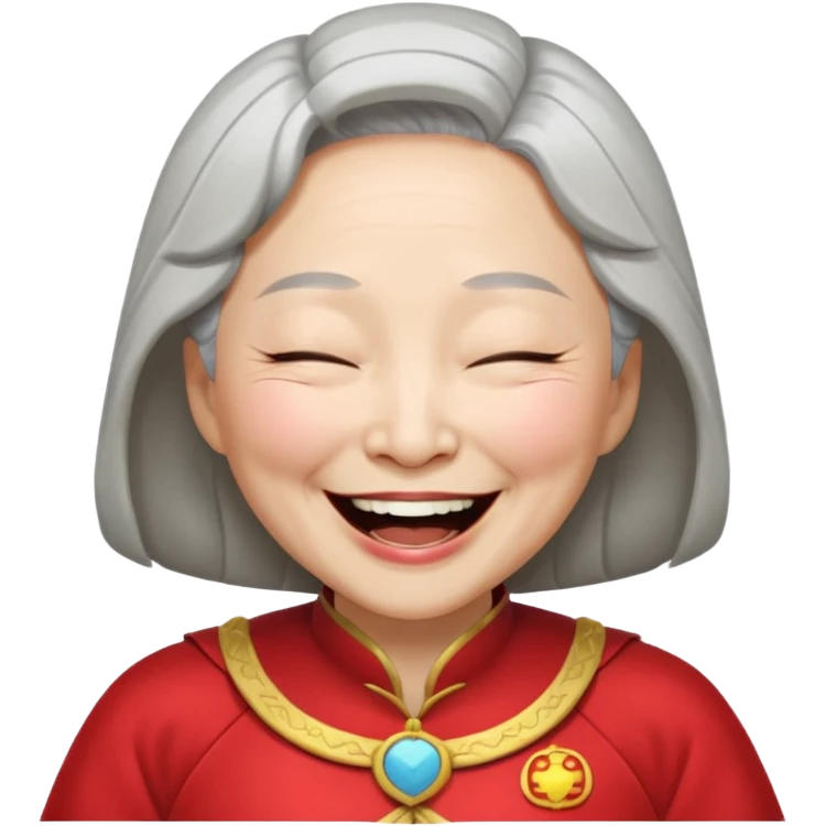 old Chinese superwoman laughing with closed eyes emoji