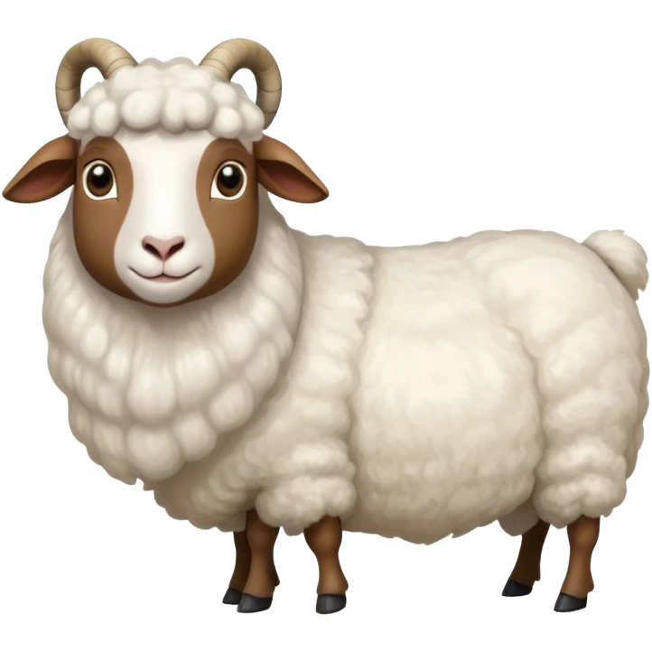 Portrait collage of domestic hooved animals: A calm goat with soft fur, a fluffy sheep with large eyes, and a noble horse with a shiny coat. Soft green meadow and distant hills in the background. Transparent background. emoji