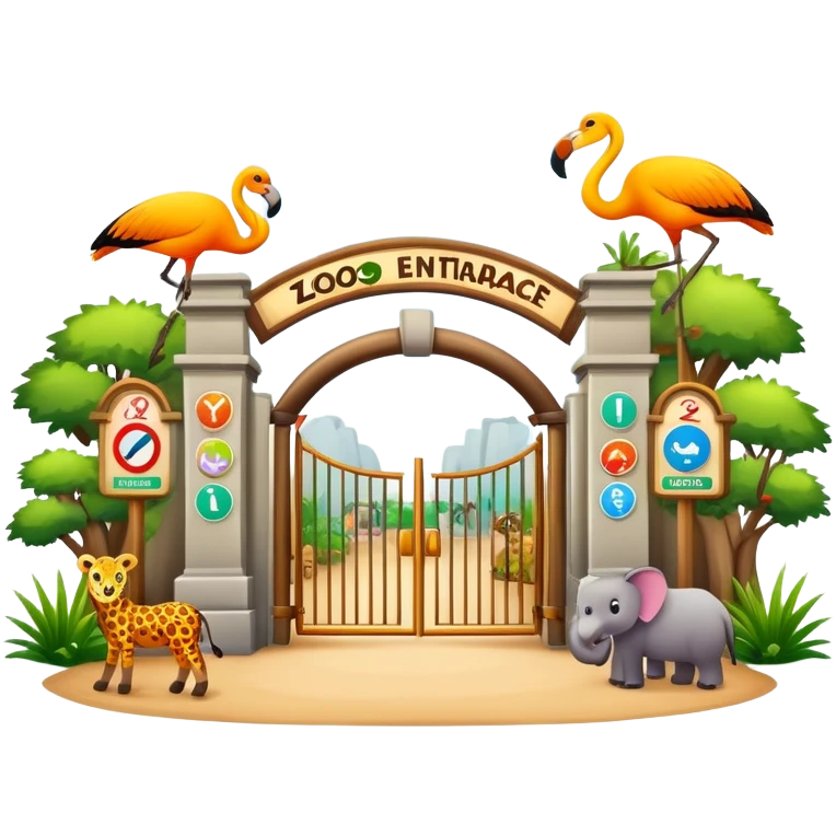 zoo entrance with animals emoji