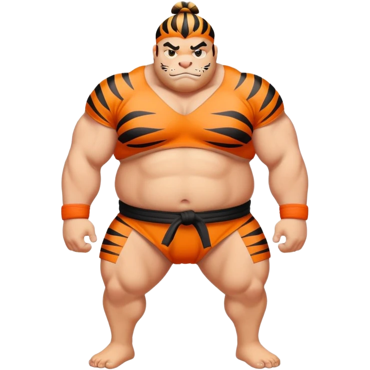 Tiger sumo wrestler with topknot emoji