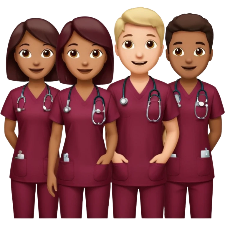 Create Happy & celebrating team faces for a hospital with a newborn saved with dress color as dark maroom emoji