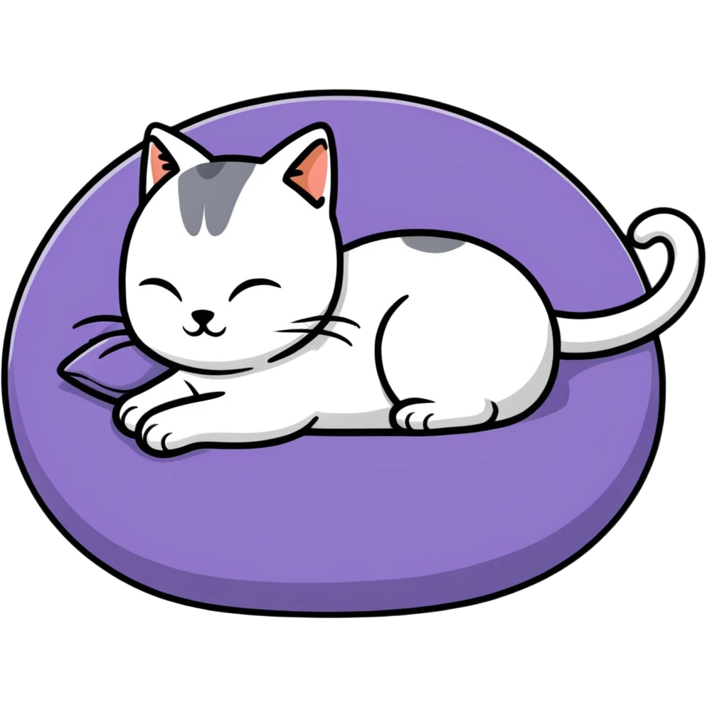 cozy cat sleeping on a soft cushion emoji