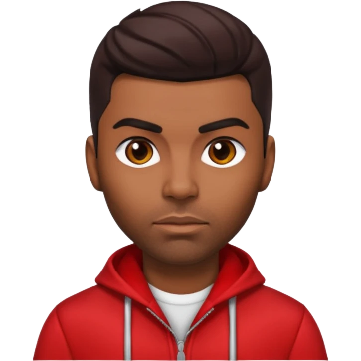 Ginuwine with dark brown hair, red outfit emoji