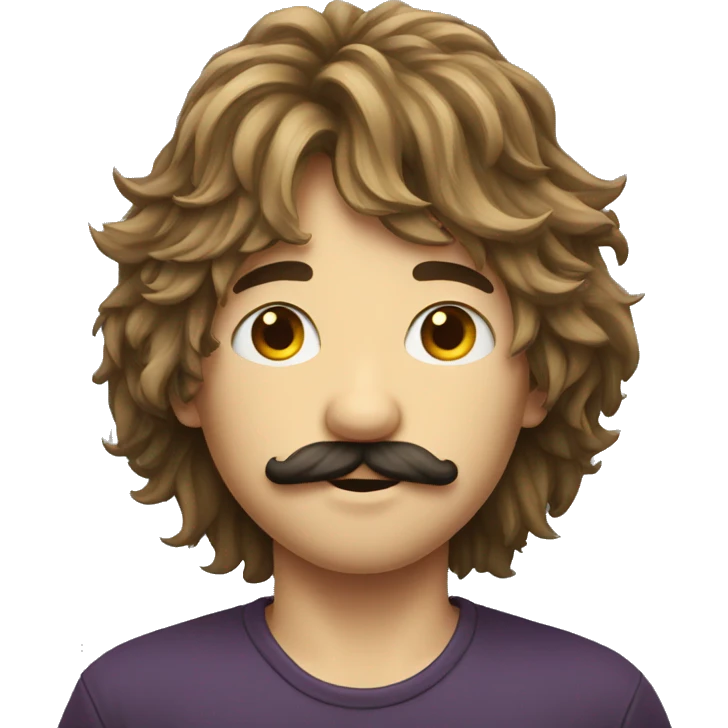 Long shaggy hair boy and moustache emoji