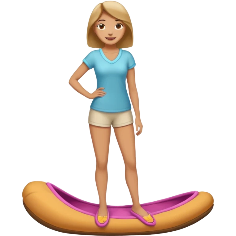 woman model standing on foot with cushion slippers emoji