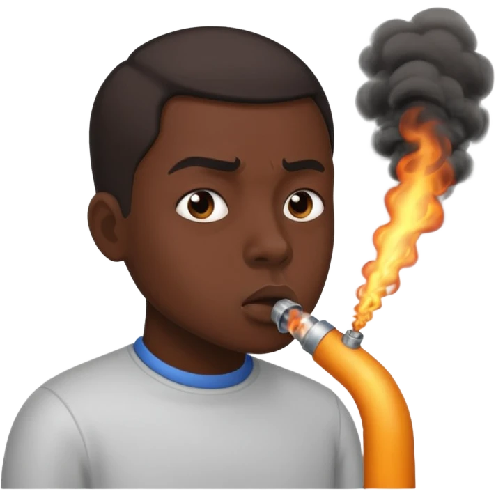 A face that inhales exhaust fumes with power emoji