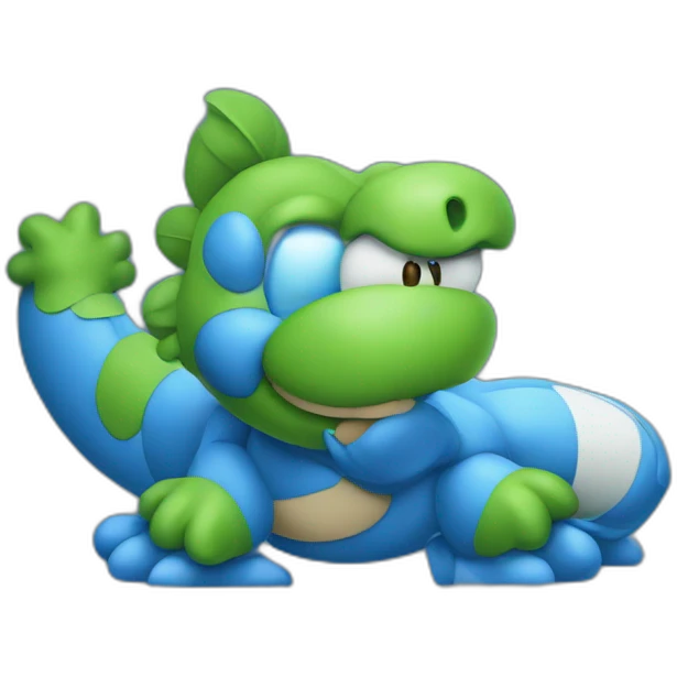 Writting Blue Yoshi emoji