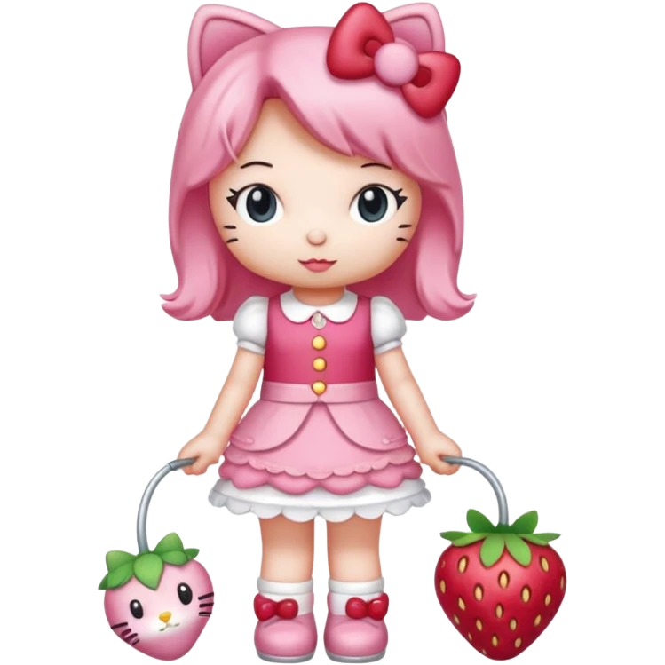 hello kitty strawberry shortcake pink full body emoji