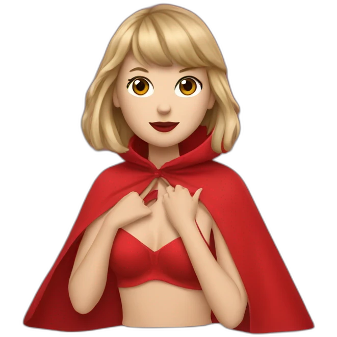 Taylor Swift wearing red poncho emoji