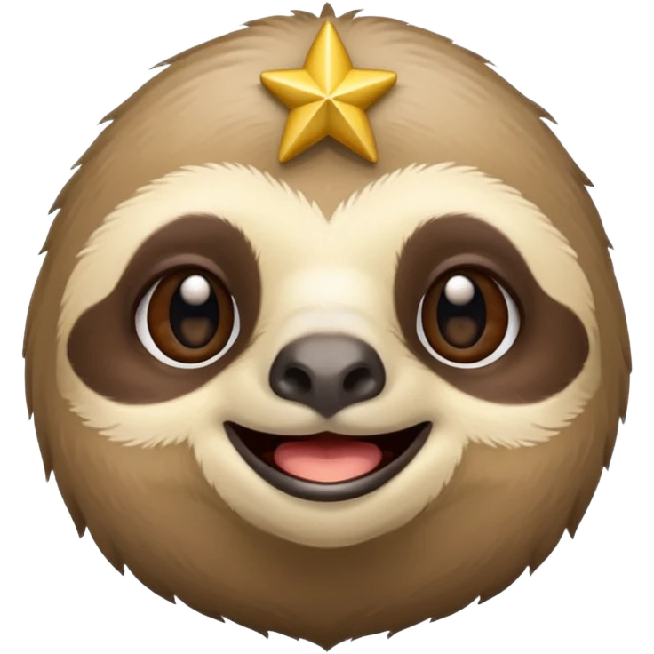 Perezoso que tenga dos  estrellas en los ojos  y este sonriendo  tipo bimoji de iPhone pero de perezosos  emoji