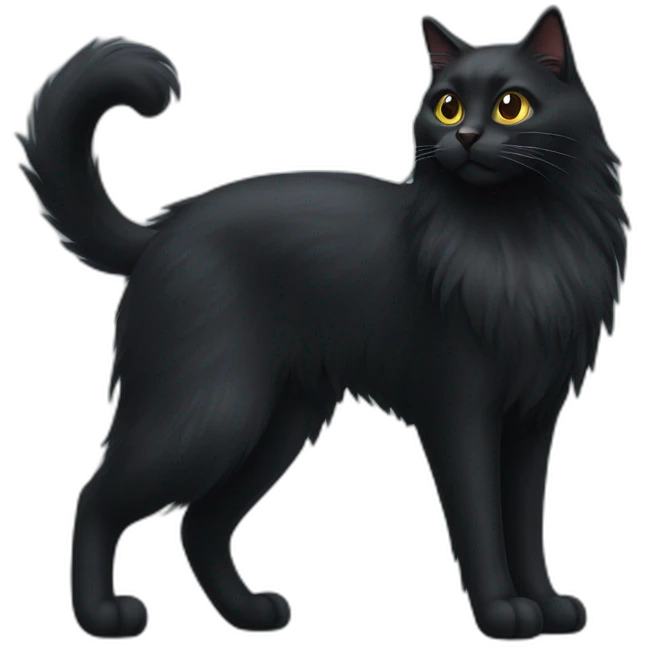 super long fur black cat emoji