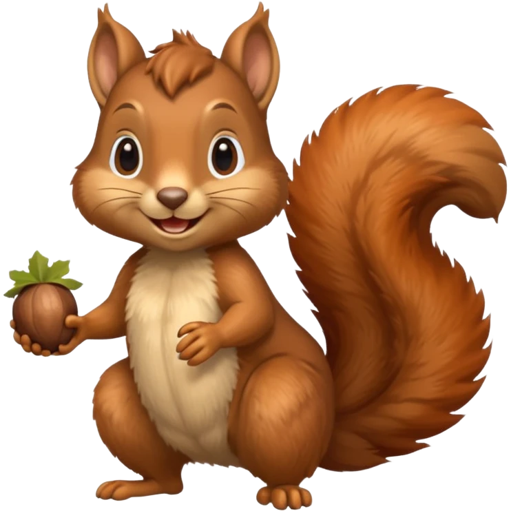 smile Squirrel with acorn, full body emoji
