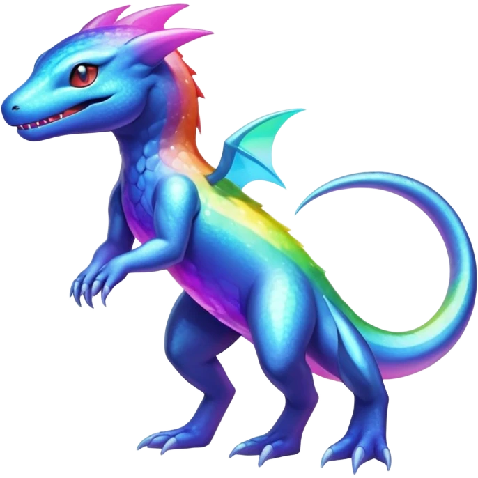 Rainbow crystalic Shiny pastel Salandit-Aurorus-Noibat-Fakémon-hybrid-creature (full body)  emoji