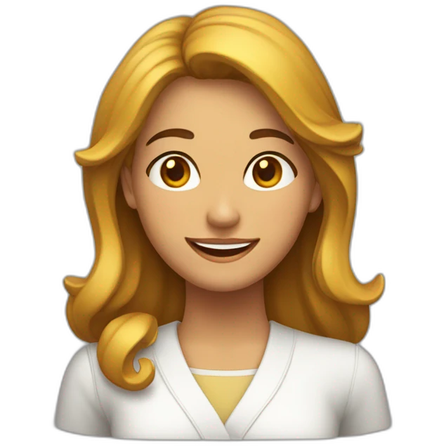 mujer blanca con una coleta lata muy sonriente emoji
