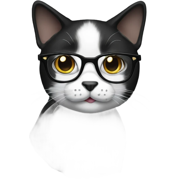 Black and white cat with glasses  emoji