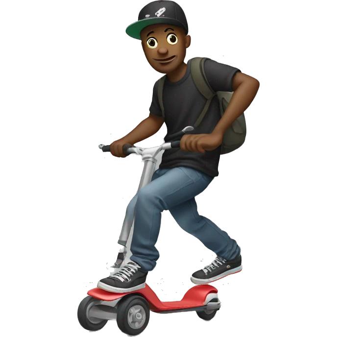 streetwear guy doing freestyle scootering emoji