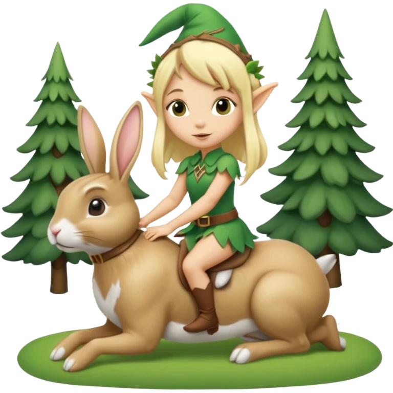 tiny forest elf blonde hair riding bunny emoji