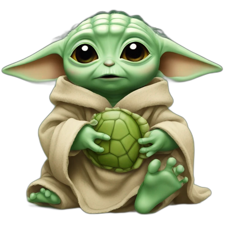 baby yoda crying and eating a turtle emoji