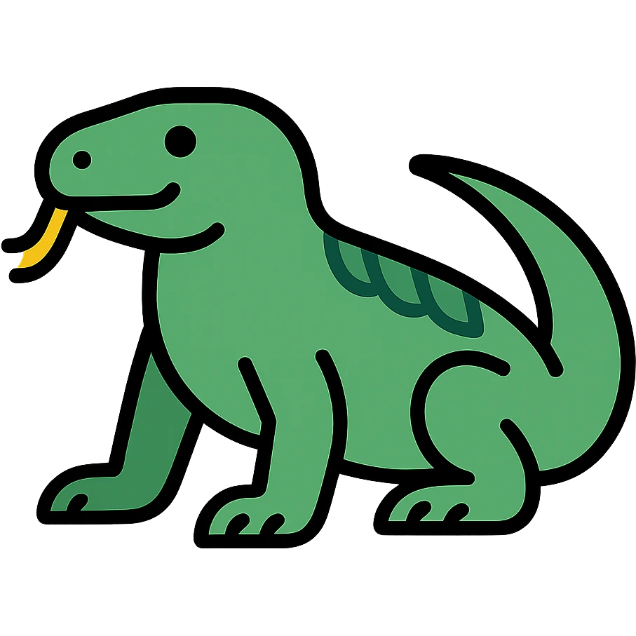 A komodo dragon icon with green scales and distinctive reptilian features emoji
