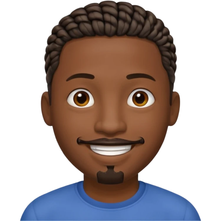 Hazme un emoji de un hombre negro con trenzas cortas y una pequeña perilla sin bigote emoji