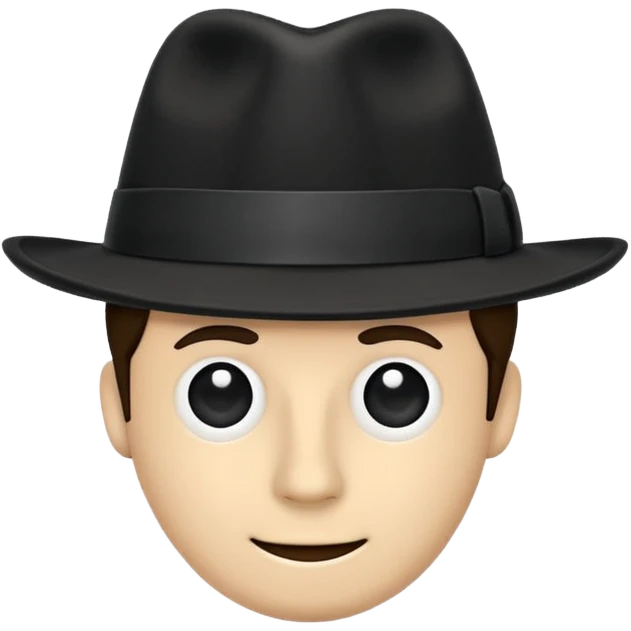 fedora, isolated, transparent background, black emoji