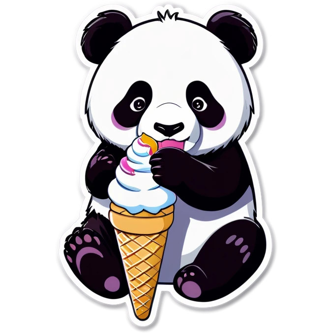 Panda eating ice cream emoji