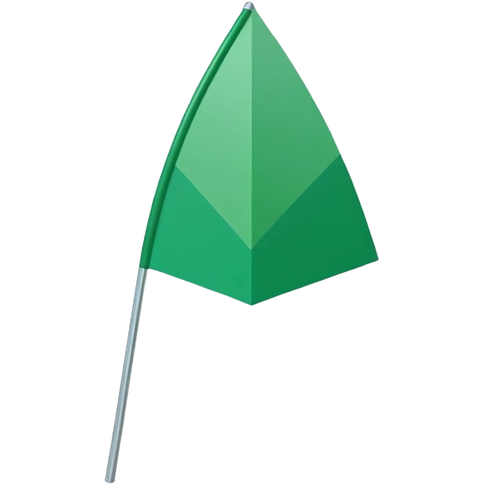 Emoji-style triangular flag, bright green, flat design, no folds or shading, simple and clean, minimalistic, centered on plain white or transparent background, high resolution emoji