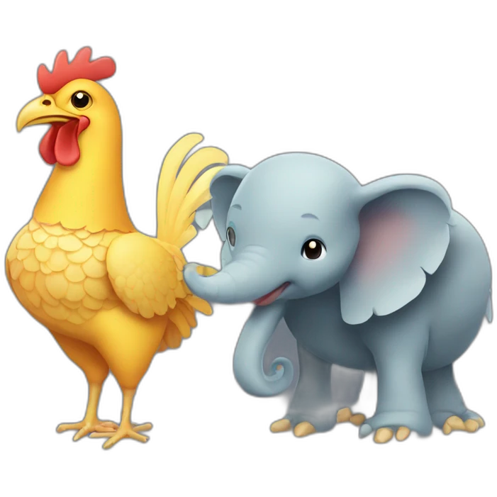 Chicken with turtle with  elephant emoji