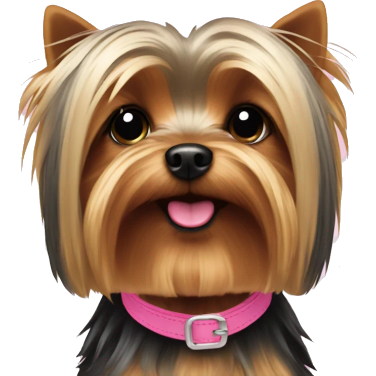 Yorkie with pink how emoji