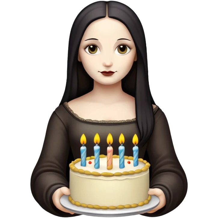 goth monalisa holding a  birthday cake  emoji